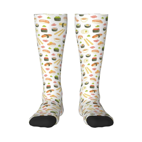 Fotbe Sushi and Rolls print Women's Men's Novelty Crew Socks Cotton Socks Knee High Socks for Walking,Running,Nurses,Pregnancy