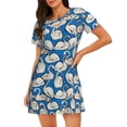 thumbnail image 1 of Fotbe Swan Birds Pattern Women's Cotton Nightgown Sleepwear Short Sleeves Shirt Casual Print Sleepdress, 1 of 6