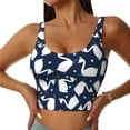 thumbnail image 1 of Fotbe Swan Pattern Womens' Sports Bra Longline Wirefree Padded with Medium Support Sports Moisture-Wicking Workou Vest,Tank Top-Medium, 1 of 7