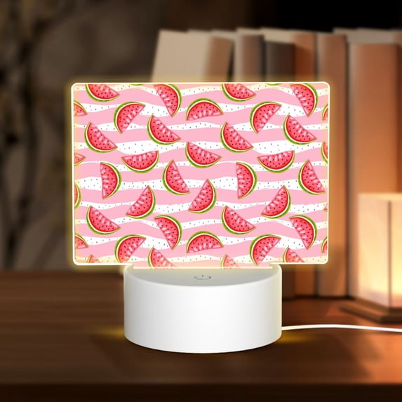 Fotbe Sweet Watermelon Pattern Acrylic Night Light Gift with 3 Color ModesTouch-Sensitive LED Lamp Perfect Gift for Mother's Day, Birthday, or Christmas