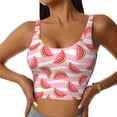 thumbnail image 1 of Fotbe Sweet Watermelon Pattern Womens' Sports Bra Longline Wirefree Padded with Medium Support Sports Moisture-Wicking Workou Vest,Tank Top-X-Large, 1 of 7