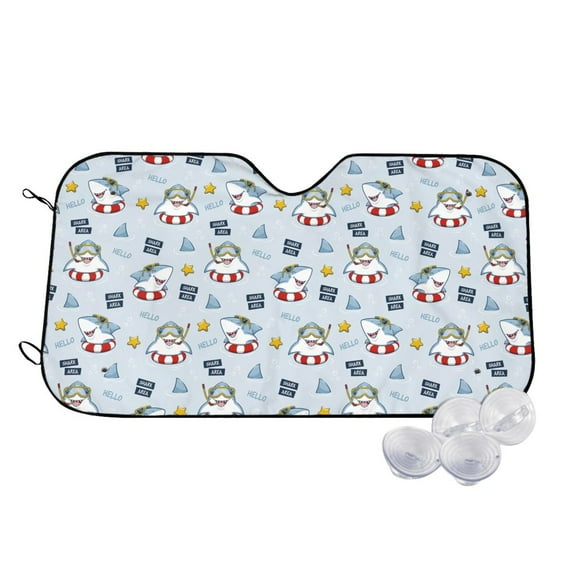 Fotbe Swimming Shark Car Windshield Sunshade | Sun Visor Protector Front Window Shade, Keeps Out UV Rays, Keeps Your Vehicle Cool-Medium