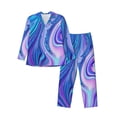thumbnail image 1 of Fotbe Swirl Blue And Purple Pattern Long Sleeve Pajama Set for Men,Sleepwear Set,2-piece Loungewear Set,Soft PJs Comfy Nightwear with Pockets-X-Large, 1 of 7