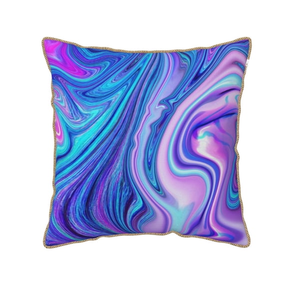Fotbe Swirl Blue And Purple Pattern Velvet Decorative Throw Pillow Covers with Elegant Piping, Soft Plush Cushion Cover for Sofa, Bed, Car, Office-20"x20"
