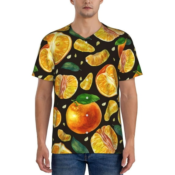 Fotbe Tangerine Baseball Jersey Shirt for Men and Women, Casual Short Sleeves Button Down T-Shirt-XX-Large