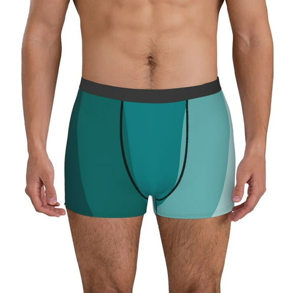 Fotbe Teal Color Men’s Total Support Pouch Boxer Briefs, X-Temp Cooling, Moisture-Wicking Underwear, Regular, Long-leg and Trunk-