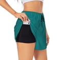 thumbnail image 1 of Fotbe Teal Womens High Waist Running Shorts Athletic Workout Quick Dry Shorts for Women with Pockets Gym Yoga Summer Shorts-Small, 1 of 9