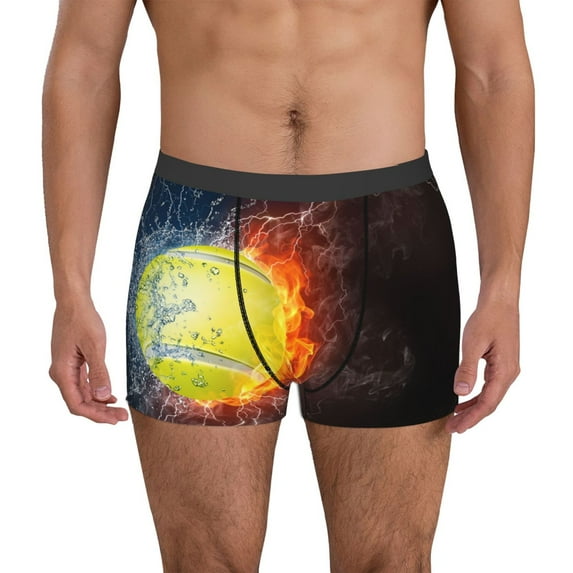 Fotbe Tennis Ball On Fire And Water Men’s Total Support Pouch Boxer Briefs, X-Temp Cooling, Moisture-Wicking Underwear, Regular, Long-leg and Trunk-X-Large