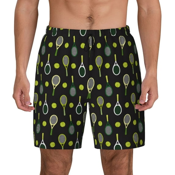 Fotbe Tennis Rackets Men’s Swim Trunks Quick Dry Swim Shorts Board Shorts with Mesh Lining-Medium