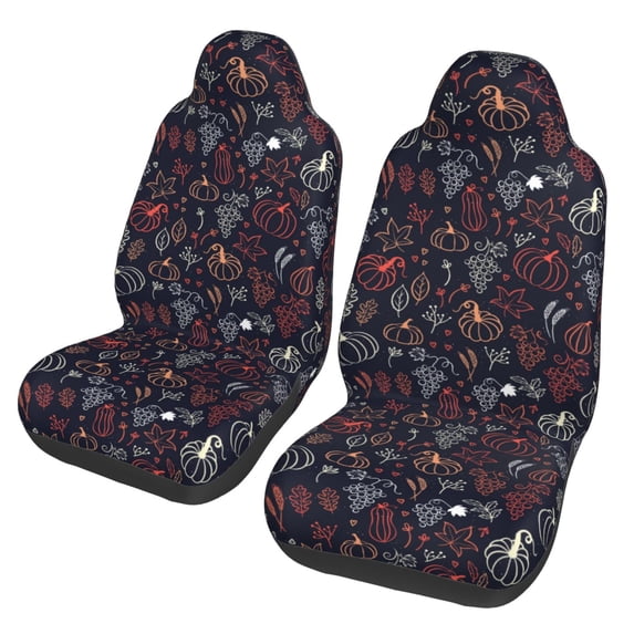 Fotbe Thanksgiving Seamless Pattern Pattern Automotive Seat Covers for Cars Trucks and SUVs – Car Seat Covers for Front Seats,Protective Seat Covers,Vehicle Seat Covers, Set of 2