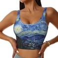 thumbnail image 1 of Fotbe The Starry Night Pattern Womens' Sports Bra Longline Wirefree Padded with Medium Support Sports Moisture-Wicking Workou Vest,Tank Top-X-Large, 1 of 9