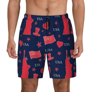 Fotbe The Statue Of Liberty Men’s Swim Trunks Quick Dry Swim Shorts Board Shorts with Mesh Lining-Small