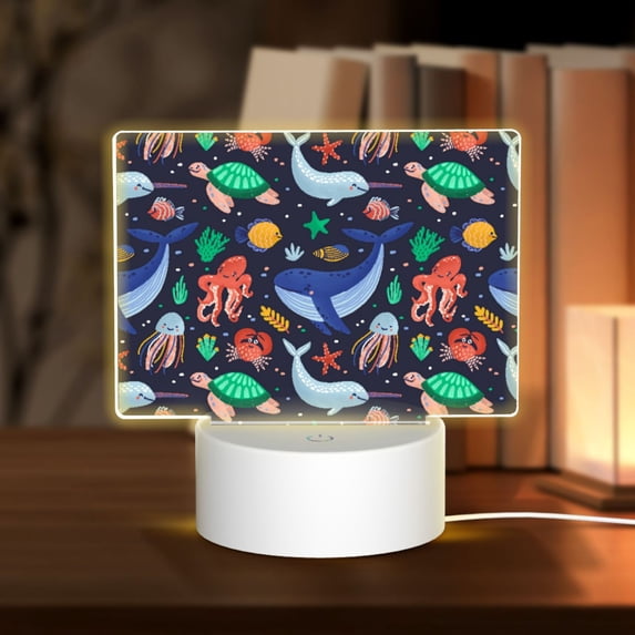 Fotbe The Underwater World Pattern Acrylic Night Light Gift with 3 Color ModesTouch-Sensitive LED Lamp Perfect Gift for Mother's Day, Birthday, or Christmas