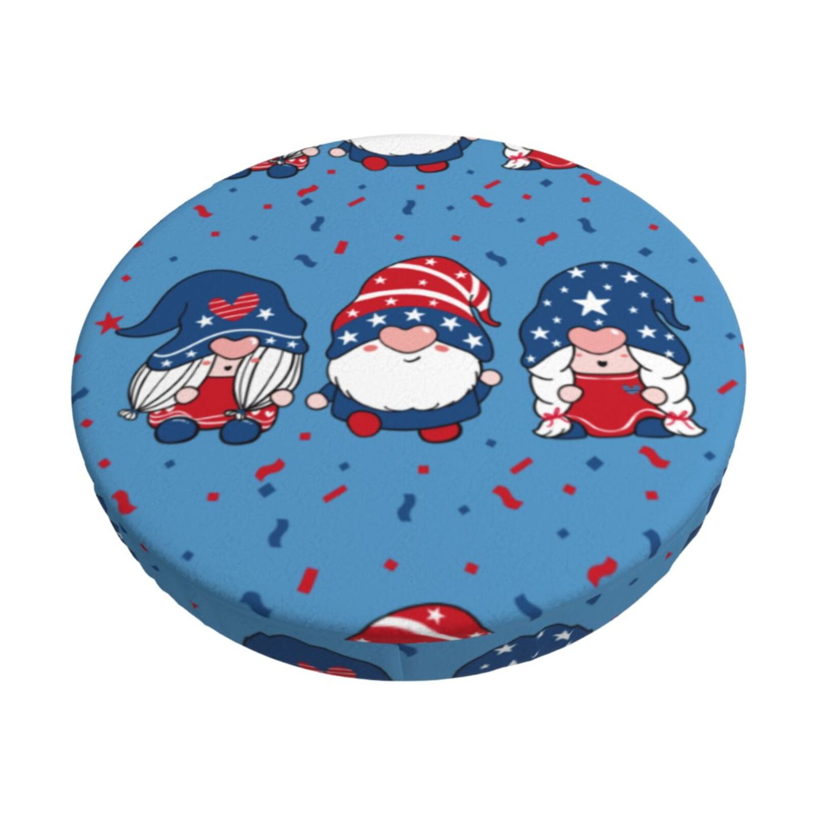 Fotbe Three Gnome Independence Day Stool Covers Round,Waterproof Round