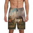 thumbnail image 1 of Fotbe Three Horses Oil Painting Pajama Shorts for Men, Men's Pajama Bottoms, Sleepwear,Short Pajama Pants-X-Large, 1 of 9