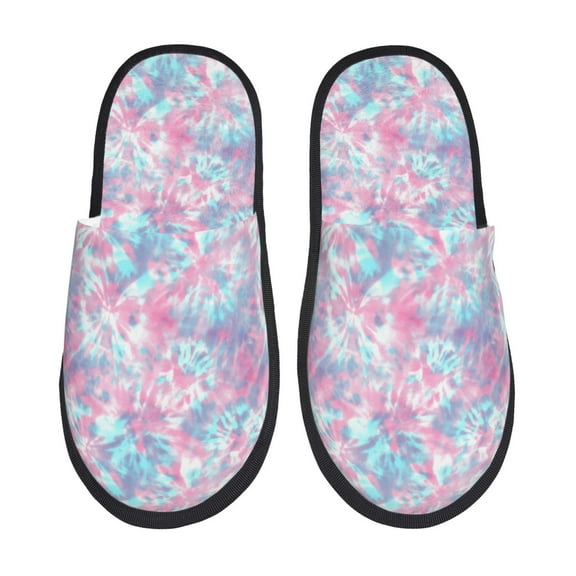 Fotbe Tie Dye Pattern Women's Fuzzy Slippers Plush Slippers Fluffy Winter House Shoes Indoor and Outdoor-Large