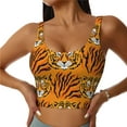 thumbnail image 1 of Fotbe Tiger Pattern Womens' Sports Bra Longline Wirefree Padded with Medium Support Sports Moisture-Wicking Workou Vest,Tank Top-X-Large, 1 of 7