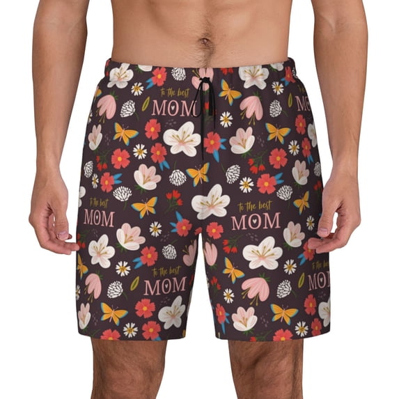 Fotbe To The Best Mom Men’s Swim Trunks Quick Dry Swim Shorts Board Shorts with Mesh Lining-Small