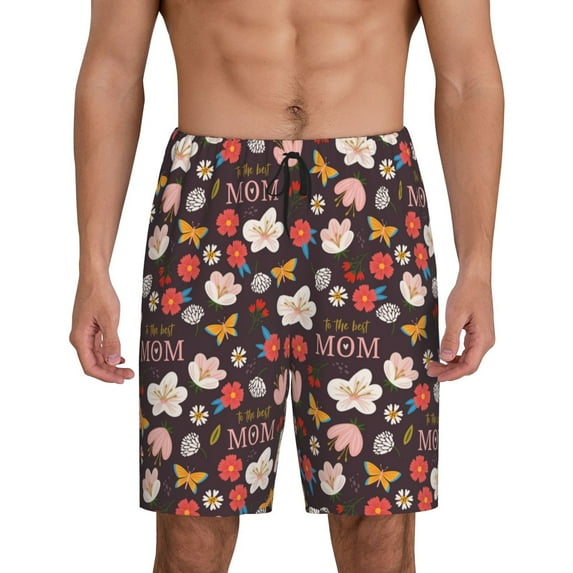 Fotbe To The Best Mom Pajama Shorts for Men, Men's Pajama Bottoms, Sleepwear,Short Pajama Pants-Large