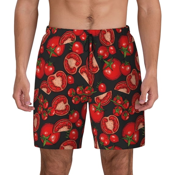 Fotbe Tomato Men’s Swim Trunks Quick Dry Swim Shorts Board Shorts with Mesh Lining-XX-Large