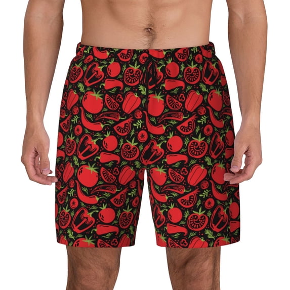 Fotbe Tomatoes And Chili Men’s Swim Trunks Quick Dry Swim Shorts Board Shorts with Mesh Lining-XX-Large