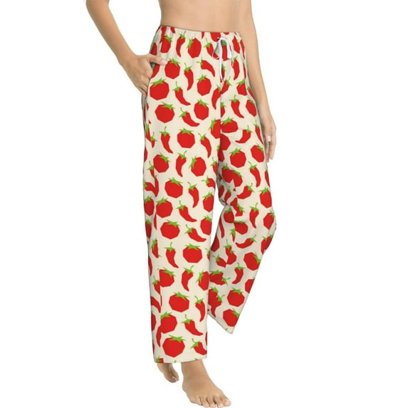 Fotbe Tomatoes And Chili Women's Pajama Pants,Sleepwear Pants,Pj Bottoms Drawstring And Pockets-Large