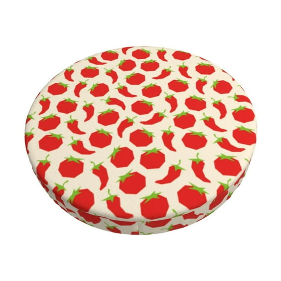 Fotbe Tomatoes And Chili Stool Covers Round,Waterproof Round Bar Stool Covers Bar Chair Covers Washable Stool Cushion Slipcover for 12-14 Inch Chair-14 inch