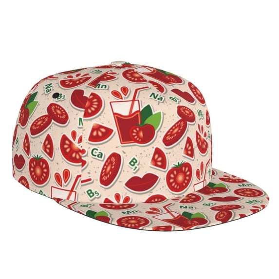 Fotbe Tomatoes Flat Bill Visor Cap Classic Snapback Hat Polyester Foam Trucker Hat Trucker Cap Adjustable Baseball Cap