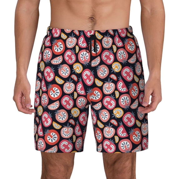 Fotbe Tomatoes Men’s Swim Trunks Quick Dry Swim Shorts Board Shorts with Mesh Lining-3X-Large