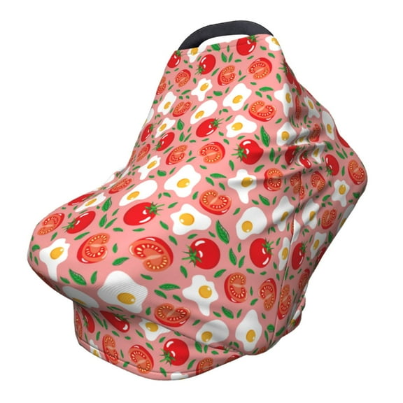 Fotbe Tomatoes Pattern Car Seat Covers for Babies, Nursing Breastfeeding Cover Infant Carseat Canopy, Soft Stretchy Carrier Cover