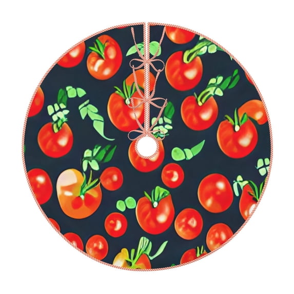 Fotbe Tomatoes Pattern Christmas Tree Skirt, Tree Skirts Plush Christmas Decorations, Christmas Tree Skirts Xmas Decorations Holiday Party Decor-30"