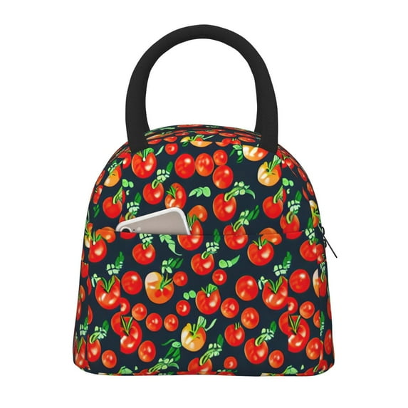 Fotbe Tomatoes Pattern Lunch Bag, Insulated Lunch Box, Small Leakproof Cooler Food Lunch Containers Reusable High Capacity Lunch Tote Bags for Work, Travel, Outdoor