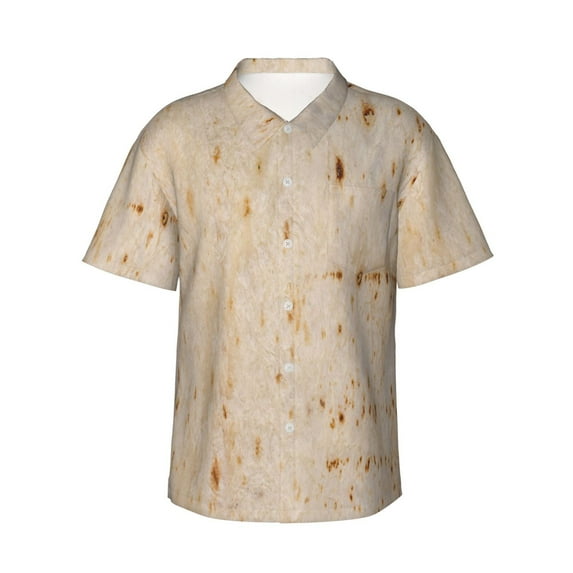 Fotbe Tortilla4 Pattern Hawaiian Shirt for Men Unisex Summer Beach Casual Short Sleeve Cotton Linen Button Down Shirts,XX-Large