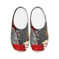 thumbnail image 1 of Fotbe Traditional Scandinavian Dwarf Pattern Women's Fuzzy Curly Fur Memory Foam Loafer Slippers Indoor Outdoor Slippers Winter Home Shoes-39/40, 1 of 7