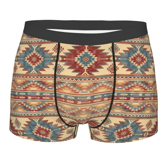 Fotbe Traditional Tribal Aztec Men’s Total Support Pouch Boxer Briefs, X-Temp Cooling, Moisture-Wicking Underwear, Regular, Long-leg and Trunk-Small