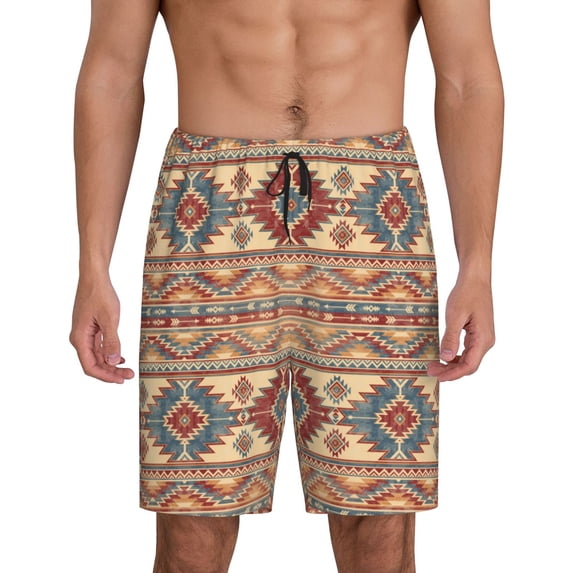 Fotbe Traditional Tribal Aztec Pajama Shorts for Men, Men's Pajama Bottoms, Sleepwear,Short Pajama Pants-X-Large