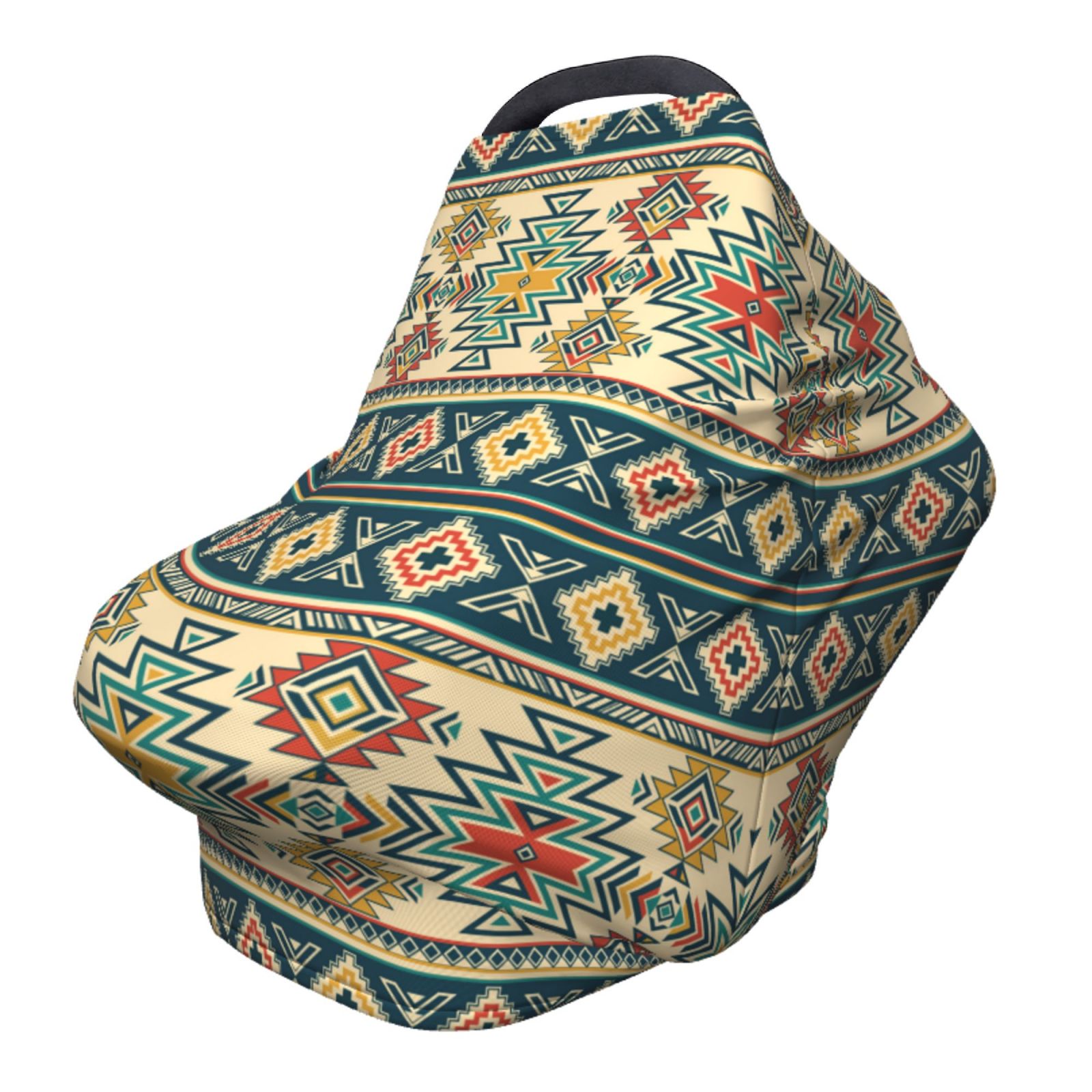 Fotbe Traditional Tribal Aztec1 Pattern Car Seat Covers for Babies, Nursing Breastfeeding Cover Infant Carseat Canopy, Soft Stretchy Carrier Cover
