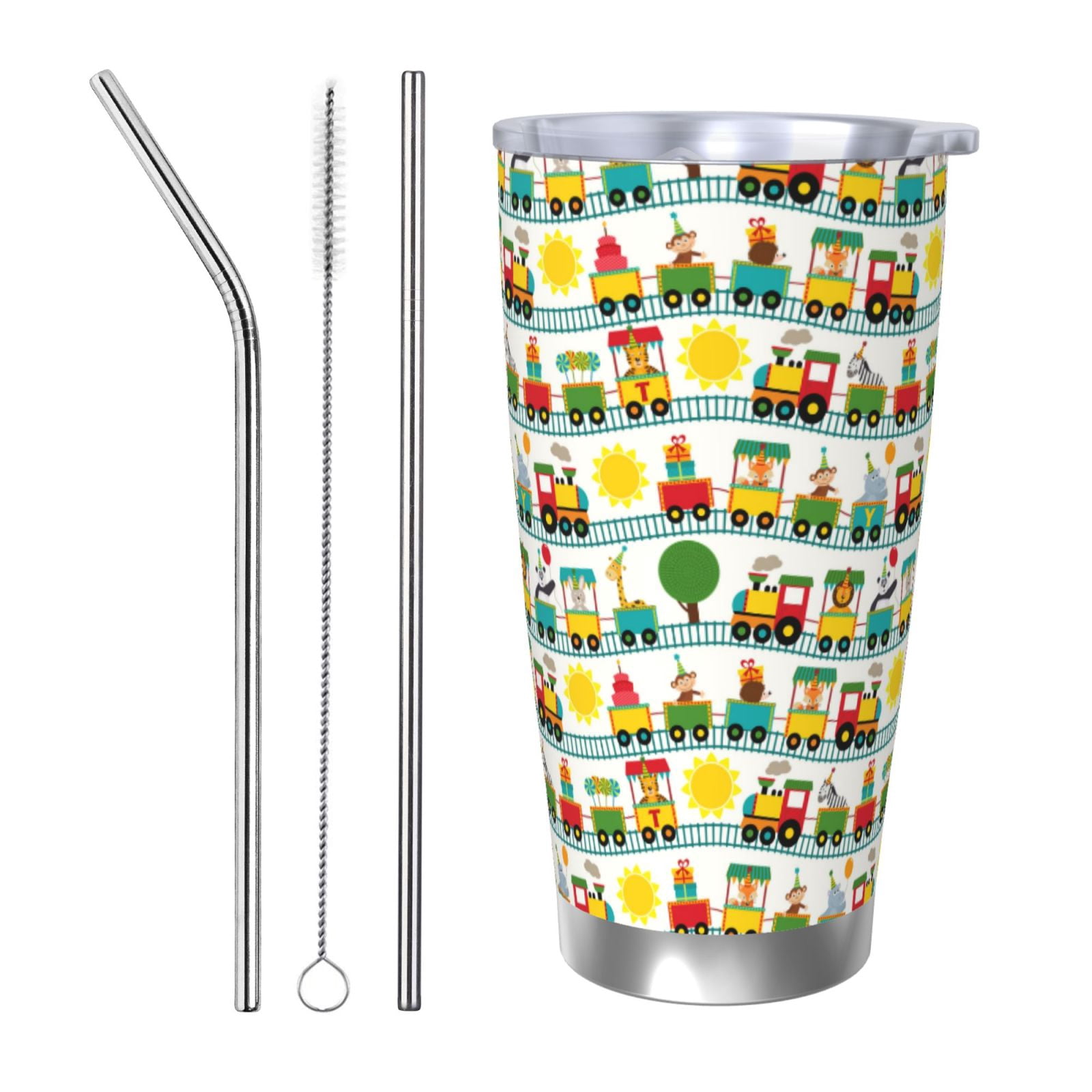 OREZI Giraffe Pattern Insulated Water Bottle - 600ml Stainless Steel Thermos With Straw, Leakproof - View #10