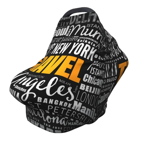 Fotbe Travel Pattern Car Seat Covers for Babies, Nursing Breastfeeding Cover Infant Carseat Canopy, Soft Stretchy Carrier Cover