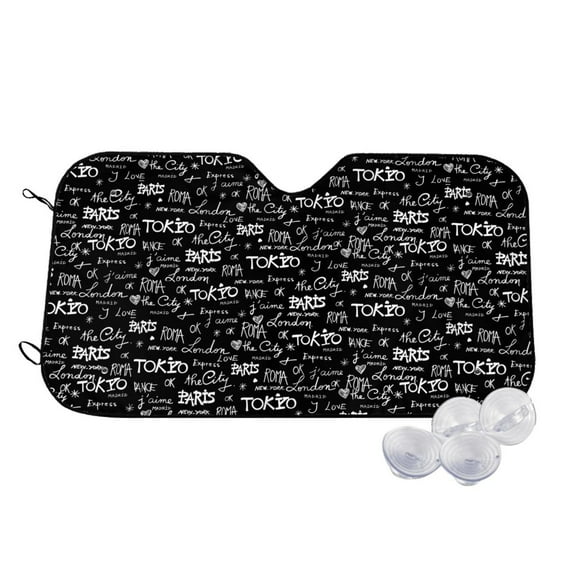 Fotbe Travel The World Car Windshield Sunshade | Sun Visor Protector Front Window Shade, Keeps Out UV Rays, Keeps Your Vehicle Cool-Small