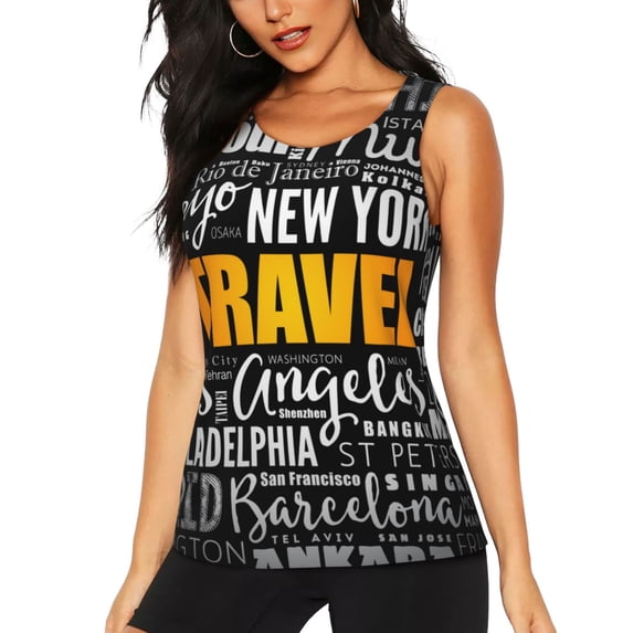 Fotbe Travel Womens Loose Fit Casual Flowy Slim-Fit Tank Tops Athletic Round Neck Trendy Sleeveless Summer Tops for Gym and Yoga-XX-Large