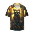 thumbnail image 1 of Fotbe Tree Meditating Raccoon print Short Sleeve Button Down Shirts for Men Casual Summer Beach Wrinkle Free Shirt-XX-Large, 1 of 7