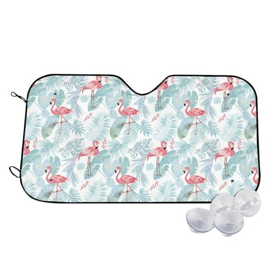 Fotbe Tropical Flamingo Car Windshield Sunshade | Sun Visor Protector Front Window Shade, Keeps Out UV Rays, Keeps Your Vehicle Cool-