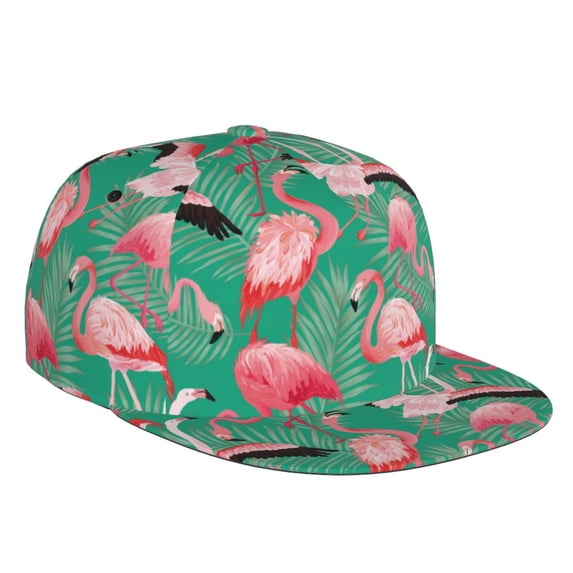 Fotbe Tropical Flamingo Flat Bill Visor Cap Classic Snapback Hat Polyester Foam Trucker Hat Trucker Cap Adjustable Baseball Cap