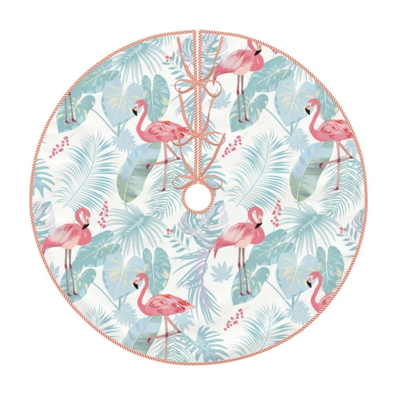 Fotbe Tropical Flamingo Pattern Christmas Tree Skirt, Tree Skirts Plush Christmas Decorations, Christmas Tree Skirts Xmas Decorations Holiday Party Decor-30"