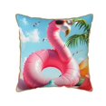 thumbnail image 1 of Fotbe Tropical Flamingo Pool Float Pattern Velvet Decorative Throw Pillow Covers with Elegant Piping, Soft Plush Cushion Cover for Sofa, Bed, Car, Office-16"x16", 1 of 8