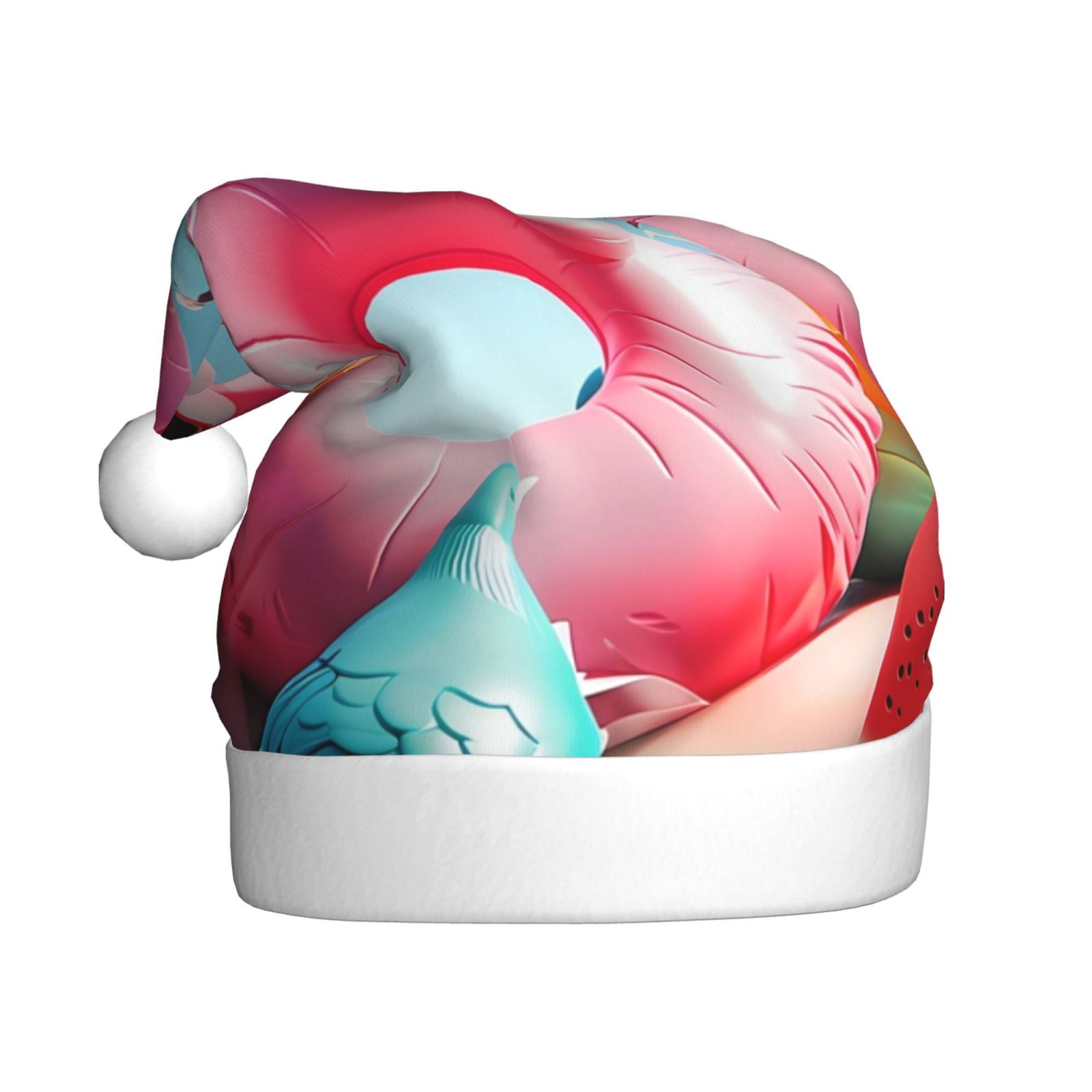 Fotbe Tropical Flamingo Pool Float for Christmas Hat, Santa Hat Xmas Holiday Hat Comfort Christmas New Year Festive Party Supplies for Men Women