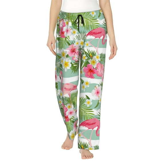 Fotbe Tropical Flamingo Women's Pajama Pants,Sleepwear Pants,Pj Bottoms Drawstring And Pockets-XX-Large