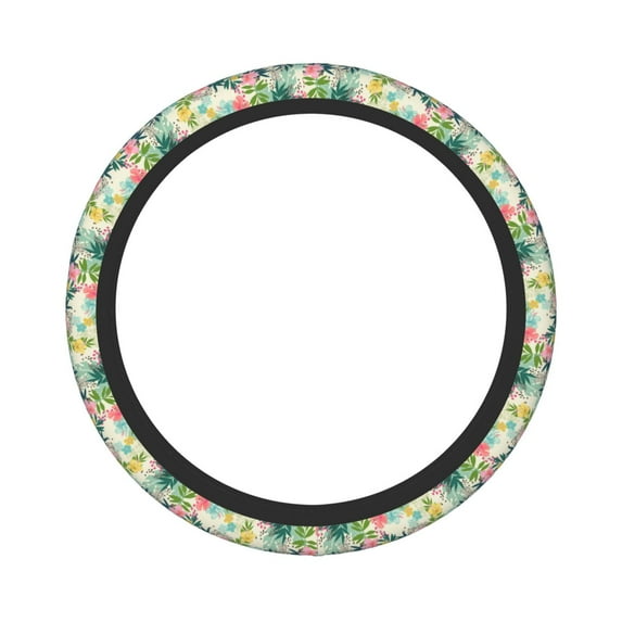 Fotbe Tropical Flowers Steering Wheel Cover Universal 15 in Car Accessories for Men Women,Steering Wheel Protector Comfortable Protective Case for SUV Sedan Decor