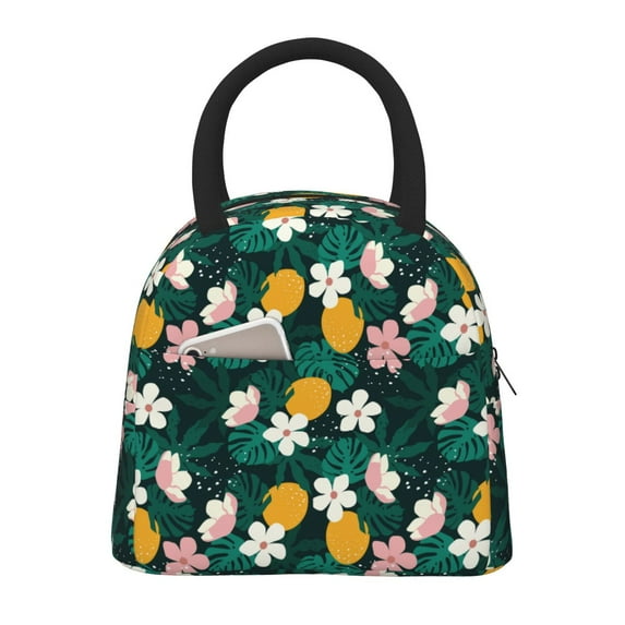 Fotbe Tropical Fruit Pattern Lunch Bag, Insulated Lunch Box, Small Leakproof Cooler Food Lunch Containers Reusable High Capacity Lunch Tote Bags for Work, Travel, Outdoor